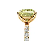 Solitaire Engagement Ring Setting for Fancy Yellow Princess Cut Center with Fine Pave Accents and Prong Head in Yellow Gold