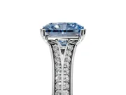 Solitaire Engagement Ring Setting for Fancy Blue Radiant Cut Center with Pave Rail Split Shank and Prong Head in Platinum