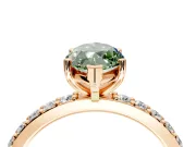 Solitaire Engagement Ring Setting for Fancy Green Marquise Center with Round Cut Pave Band and Prong Head in Rose Gold