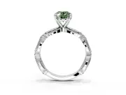 Solitaire Engagement Ring Setting for Fancy Green Oval Center with Marquise Panel Band and Prong Head in Platinum