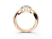 Halo Engagement Ring Setting for Asscher Cut Center with Tapered Plain Band and Prong Head in Rose Gold