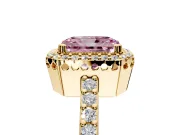Halo Engagement Ring Setting for Fancy Pink Radiant Cut Center with Inner Milgrain Border and Prong Head in Yellow Gold