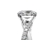 Crossover Engagement Ring Setting for Oval Center with Pave and Plain Strands and Prong Head in Platinum