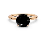 Hidden Halo Engagement Ring Setting for Fancy Black Round Cut Center with Thin Rounded Band and Prong Head in Rose Gold