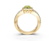 Halo Engagement Ring Setting for Fancy Yellow Radiant Cut Center with Wide-Open Pave Split Shank and Prong Head in Yellow Gold