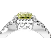 Halo Engagement Ring Setting for Fancy Yellow Radiant Cut Center with Wide-Open Pave Split Shank and Prong Head in Platinum