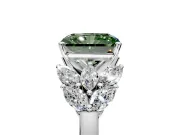 Leaf Cluster Engagement Ring Setting for Fancy Green Radiant Cut Center with Marquise Accents and Prong Head in White Gold