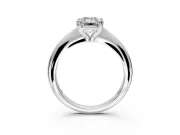 Solitaire Engagement Ring Setting for Emerald Cut Center with Reverse Tapered Band and Prong Head in Platinum