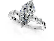 Solitaire Engagement Ring Setting for Marquise Center with Beaded Bezel Station Band and Prong Head in Sterling Silver