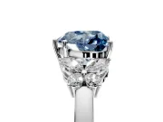 Solitaire Engagement Ring Setting for Fancy Blue Heart-Shaped Center with Marquise Flower Shoulders and Prong Head in Sterling Silver