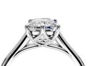 Solitaire Engagement Ring Setting for Radiant Cut Center with Cathedral Band and Prong Head in White Gold