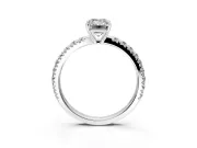 Solitaire Engagement Ring Setting for Emerald Cut Center with Large Accent Band and Prong Head in Sterling Silver