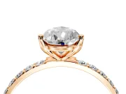 Solitaire Engagement Ring Setting for Pear-Shaped Center with Fine Pave Accents and Prong Head in Rose Gold