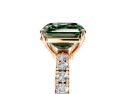 Solitaire Engagement Ring Setting for Fancy Green Asscher Cut Center with Large Accent Band and Prong Head in Rose Gold