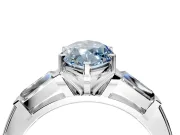 3 Stone Engagement Ring Setting for Fancy Blue Marquise Center with Tapered Baguettes, Plain Band and Prong Head in Platinum