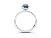 Solitaire Engagement Ring Setting for Fancy Blue Radiant Cut Center with Pave Accents and Prong Head in Sterling Silver