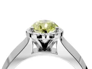 Halo Engagement Ring Setting for Fancy Yellow Pear-Shaped Center with Knife Ridge Cathedral Band and Prong Head in Sterling Silver