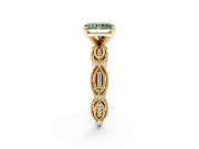 Solitaire Engagement Ring Setting for Fancy Green Radiant Cut Center with Marquise Panel Band and Prong Head in Yellow Gold