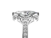 Floral Engagement Ring Setting for Marquise Center with Four Accent Clusters and Prong Head in Platinum
