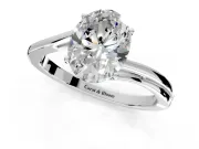 Solitaire Engagement Ring Setting for Oval Center with Plain Bypass Twist Band and Prong Head in Platinum