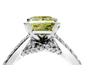 Solitaire Engagement Ring Setting for Fancy Yellow Princess Cut Center with Crossover Accents and Prong Head in Sterling Silver