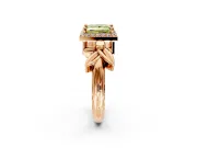 Halo Engagement Ring Setting for Fancy Yellow Princess Cut Center with Floral Band and Prong Head in Rose Gold