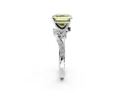 Solitaire Engagement Ring Setting for Fancy Yellow Asscher Cut Center with Marquise Accent Twist Band and Prong Head in White Gold