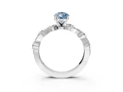 Solitaire Engagement Ring Setting for Fancy Blue Pear-Shaped Center with Bar-Station Pave Twist and Prong Head in Platinum