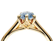 Solitaire Engagement Ring Setting for Fancy Blue Pear-Shaped Center with Cathedral Band and Prong Head in Yellow Gold