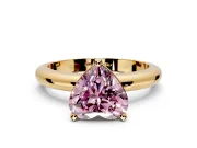 Solitaire Engagement Ring Setting for Fancy Pink Heart-Shaped Center with Wire Band and Prong Head in Yellow Gold