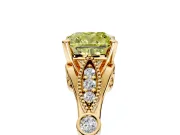 Solitaire Engagement Ring Setting for Fancy Yellow Cushion Cut Center with Marquise and Bezel Accents and Prong Head in Yellow Gold