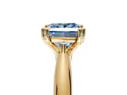 Solitaire Engagement Ring Setting for Fancy Blue Princess Cut Center with Reverse Tapered Band and Prong Head in Yellow Gold