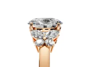 Solitaire Engagement Ring Setting for Oval Center with Marquise Flower Shoulders and Prong Head in Rose Gold