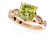 Solitaire Engagement Ring Setting for Fancy Yellow Princess Cut Center with Marquise and Bezel Accents and Prong Head in Rose Gold