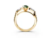 Channel-Set Engagement Ring Setting for Fancy Green Marquise Center with Baguette Band and Prong Head in Yellow Gold