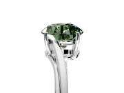Solitaire Engagement Ring Setting for Fancy Green Round Cut Center with Plain Bypass Twist Band and Prong Head in Sterling Silver