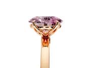 Solitaire Engagement Ring Setting for Fancy Pink Oval Center with Thin Rounded Plain Band and Prong Head in Rose Gold