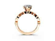 Solitaire Engagement Ring Setting for Heart-Shaped Center with Milgrain Bezel Accents and Prong Head in Rose Gold