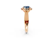 Halo Engagement Ring Setting for Fancy Blue Round Cut Center with Square Band and Prong Head in Rose Gold