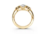 Cluster Engagement Ring Setting for Pear-Shaped Center with Bezel Accent Clusters and Prong Head in Yellow Gold