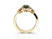 Floral Engagement Ring Setting for Fancy Green Emerald Cut Center with Marquise Cluster Shoulders and Prong Head in Yellow Gold