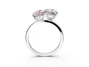 Fancy Pink Marquise and Emerald Cut Lab-Grown Diamond Toi et Moi Engagement Ring with Prong-Set Stones in Platinum