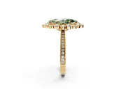 Milgrain Halo Engagement Ring Setting for Fancy Green Marquise Center with Bezel Point Accents and Prong Head in Yellow Gold