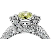 Pave Engagement Ring Setting for Fancy Yellow Pear-Shaped Center with Curved Accent Rows, Openwork and Prong Head in Platinum