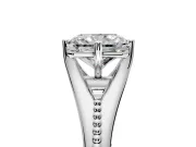 Solitaire Engagement Ring Setting for Radiant Cut Center with Milgrain Cathedral Band and Prong Head in Platinum