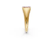 Tension Engagement Ring Setting for Fancy Pink Emerald Cut Center with Wide Tapered Band and Tension Head in Yellow Gold