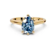 Solitaire Engagement Ring Setting for Fancy Blue Pear-Shaped Center with Cathedral Band and Prong Head in Yellow Gold