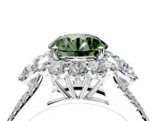 Halo Engagement Ring Setting for Fancy Green Round Cut Center with Two-Strand Split Shank and Prong Head in Platinum