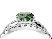Solitaire Engagement Ring Setting for Fancy Green Cushion Cut Center with Wide-Open Split Shank and Prong Head in Platinum