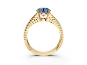 Split Shank Engagement Ring Setting for Fancy Blue Round Cut Center with Pave Split Shank and Prong Head in Yellow Gold